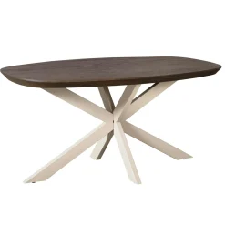Table à manger bois brun pied blanc 160 cm CORTINA