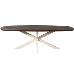 Table à manger bois brun pied blanc 200 cm CORTINA