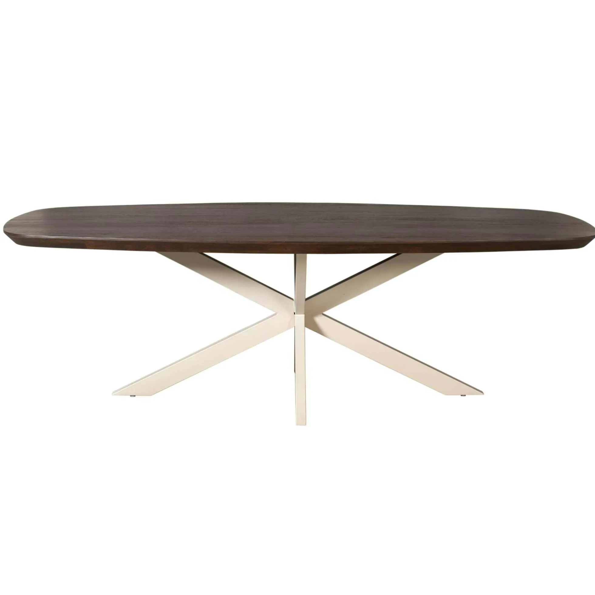 Table à manger bois brun pied blanc 200 cm CORTINA