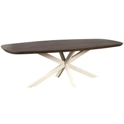 Table à manger bois brun pied blanc 200 cm CORTINA
