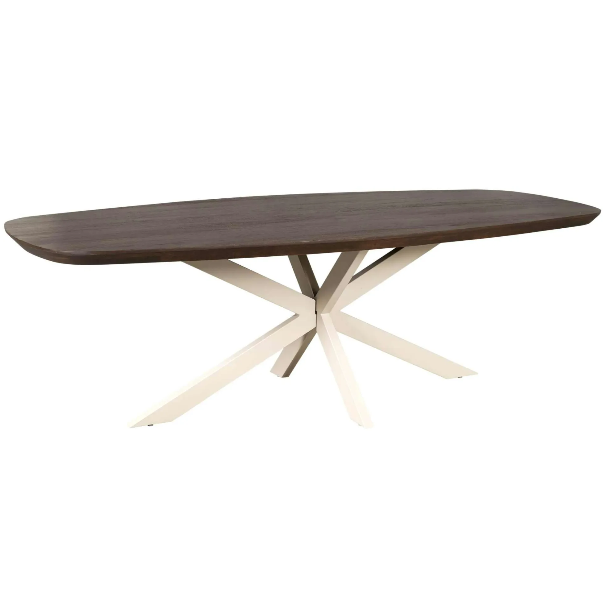 Table à manger bois brun pied blanc 200 cm CORTINA