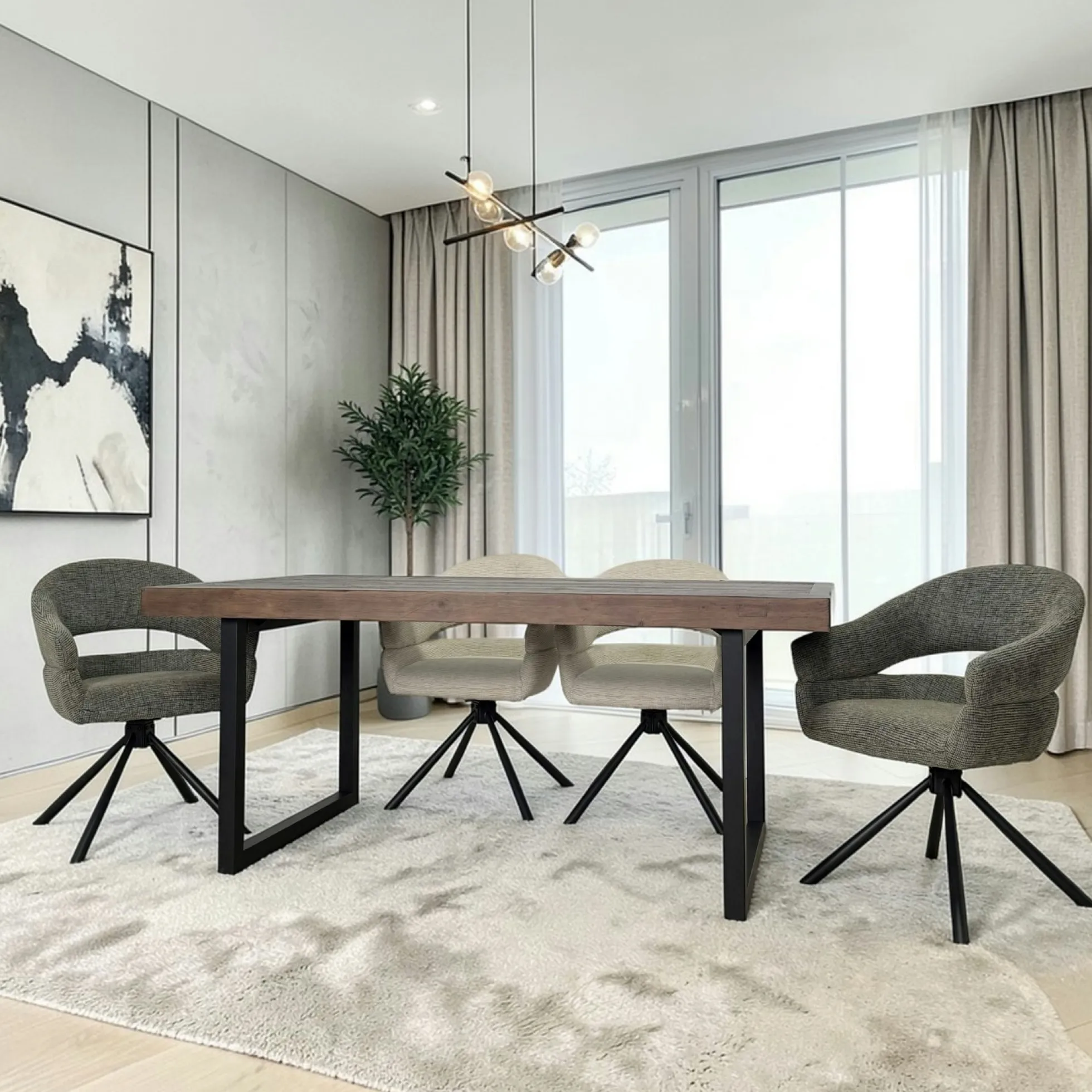 Table à manger bois brun recyclé 180 cm SAMOA