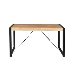 Table à manger bois clair à tendeurs noirs 180 cm MILORA