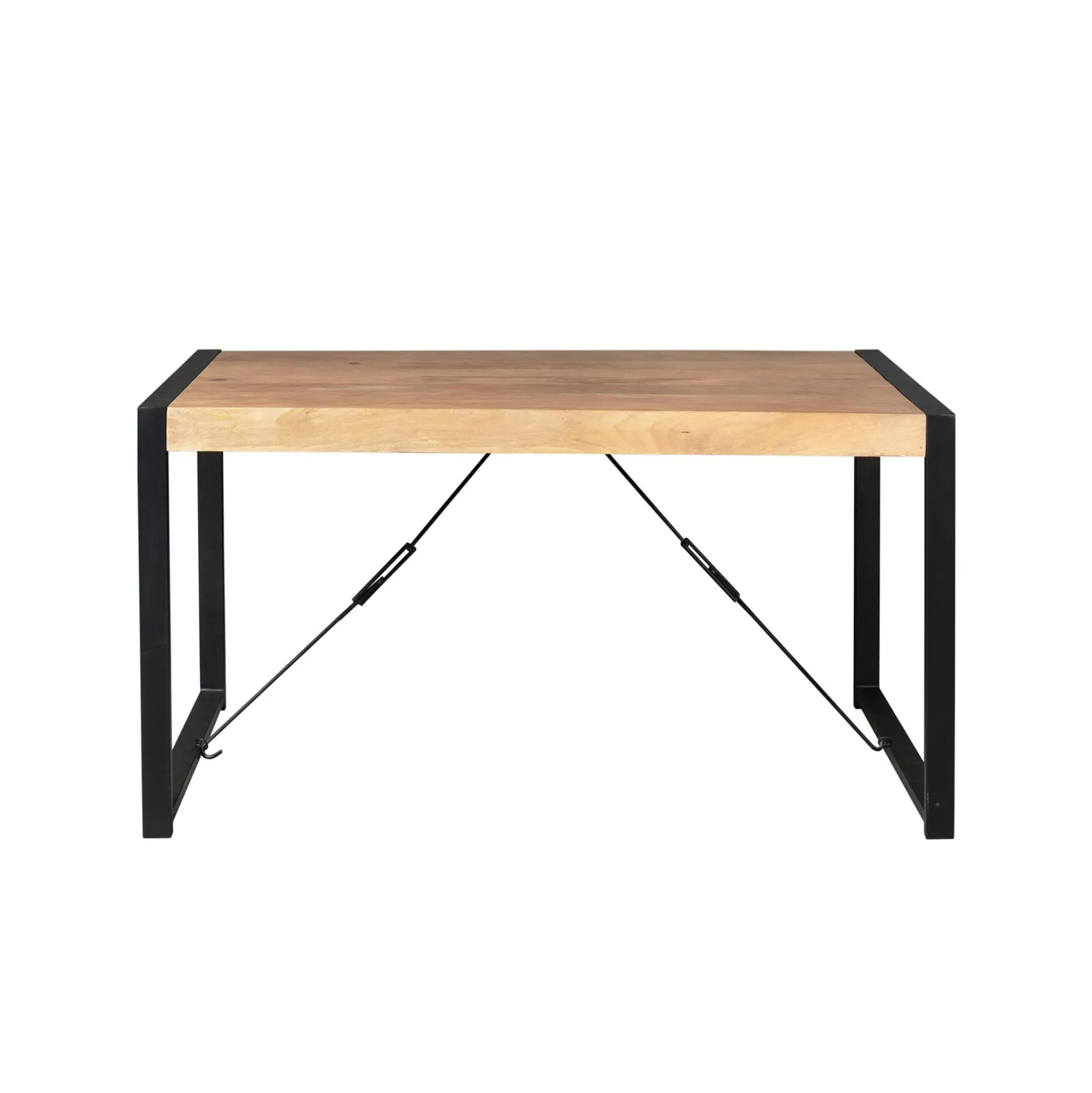 Table à manger bois clair à tendeurs noirs 200 cm MILORA