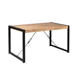 Table à manger bois clair à tendeurs noirs 160 cm MILORA