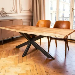 Table à manger bois d'acacia à bords naturels 240 cm ARBOR