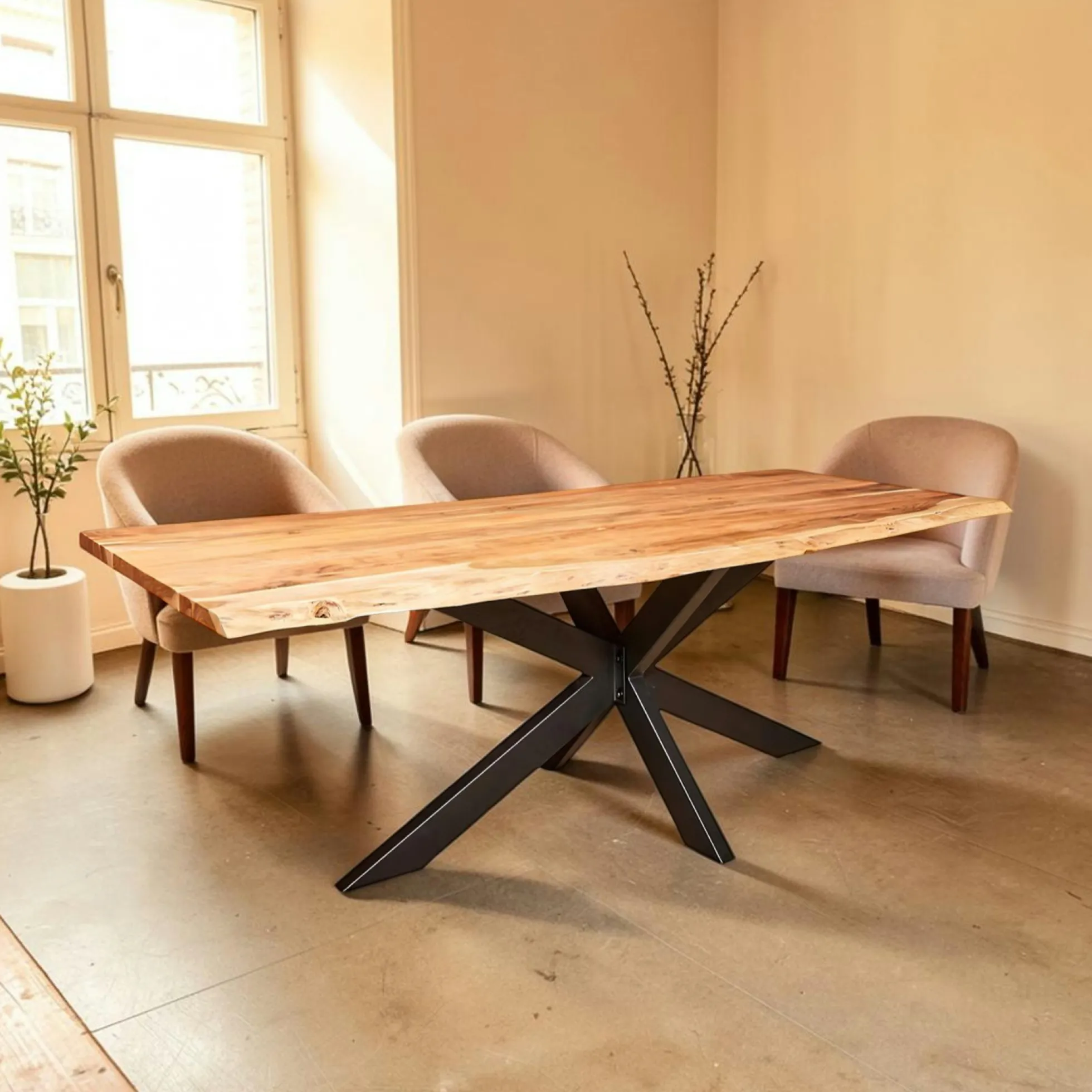 Table à manger bois d'acacia à bords naturels 200 cm ARBOR