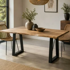 Table à manger bois d'acacia à bords naturels 200 cm CANYON