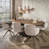 Table à manger bois d'acacia foncé design organique 215 cm NAKO