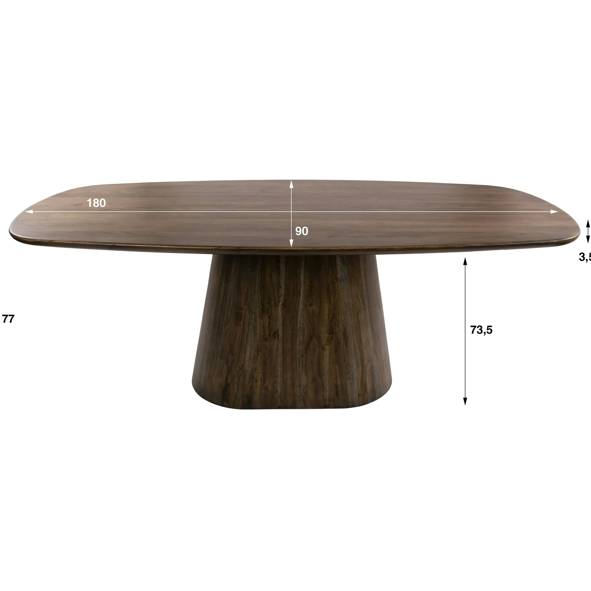 Table à manger bois d'acacia foncé design organique 180 cm NAKO
