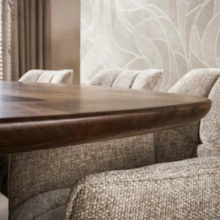 Table à manger bois d'acacia foncé design organique 180 cm NAKO