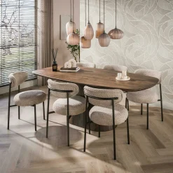 Table à manger bois d'acacia foncé design organique 180 cm NAKO