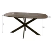 Table à manger bois d'acacia foncé bords arrondis 150 cm NAKO