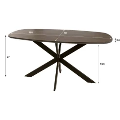 Table à manger bois d'acacia foncé bords arrondis 150 cm NAKO