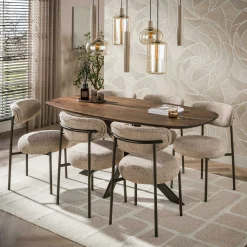 Table à manger bois d'acacia foncé bords arrondis 180 cm NAKO
