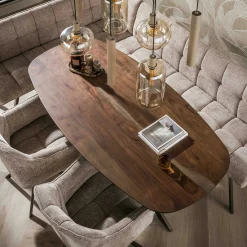 Table à manger bois d'acacia foncé bords arrondis 180 cm NAKO