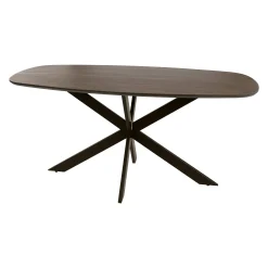 Table à manger bois d'acacia foncé bords arrondis 180 cm NAKO
