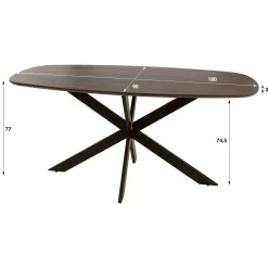 Table à manger bois d'acacia foncé bords arrondis 180 cm NAKO
