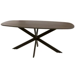 Table à manger bois d'acacia foncé bords arrondis 215 cm NAKO