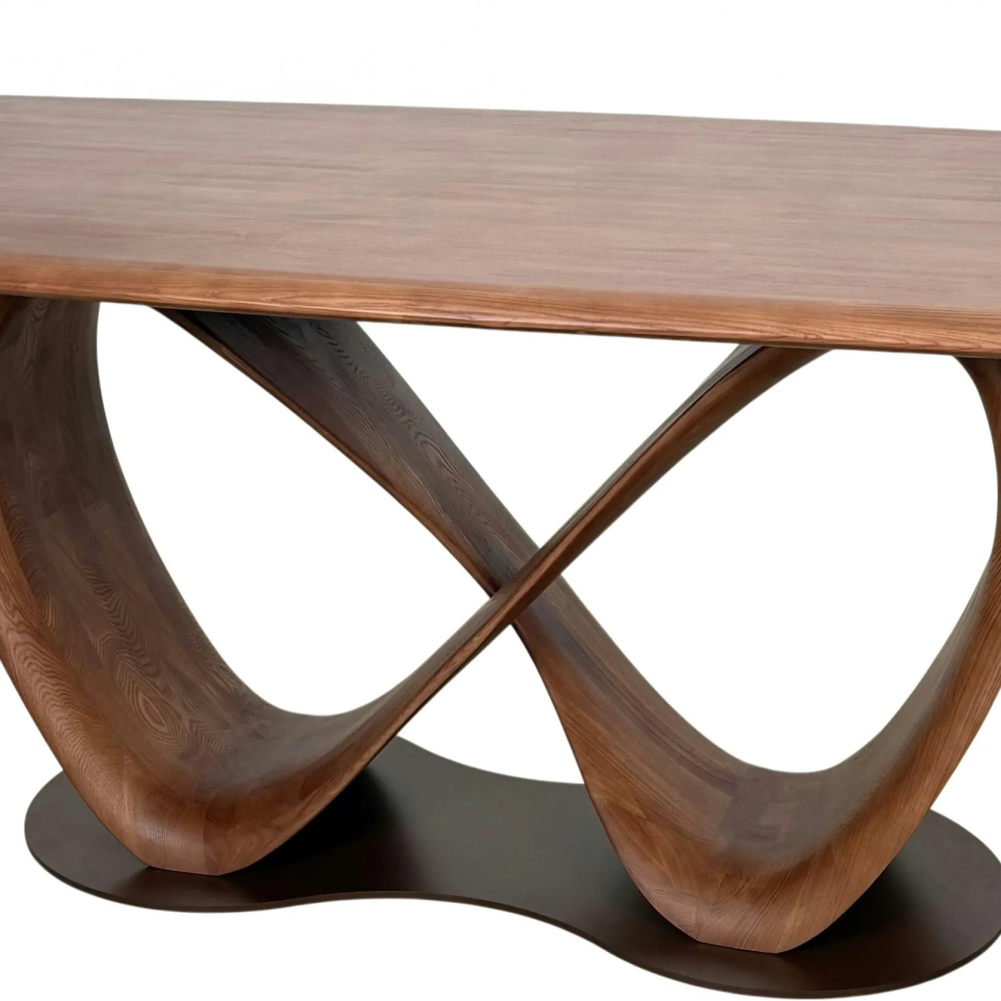 Table à manger bois de frêne à pied design ruban 260 cm ALDER