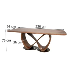 Table à manger bois de frêne à pied design ruban 220 cm ALDER