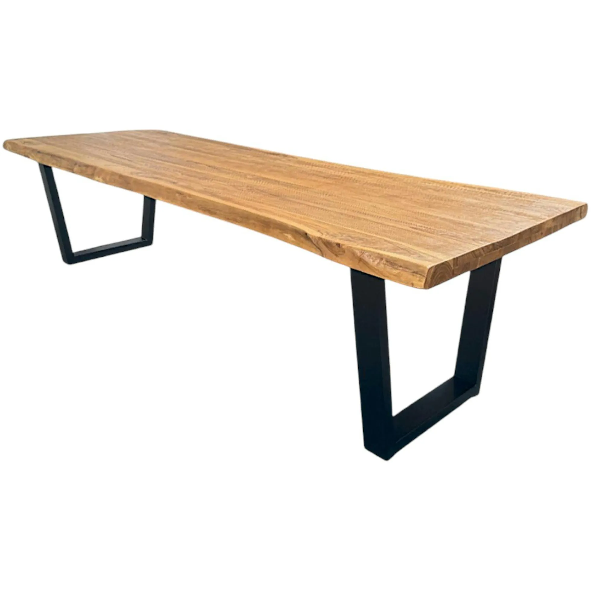 Table à manger bois de teck recyclé, pieds en U 300 cm TIMOR