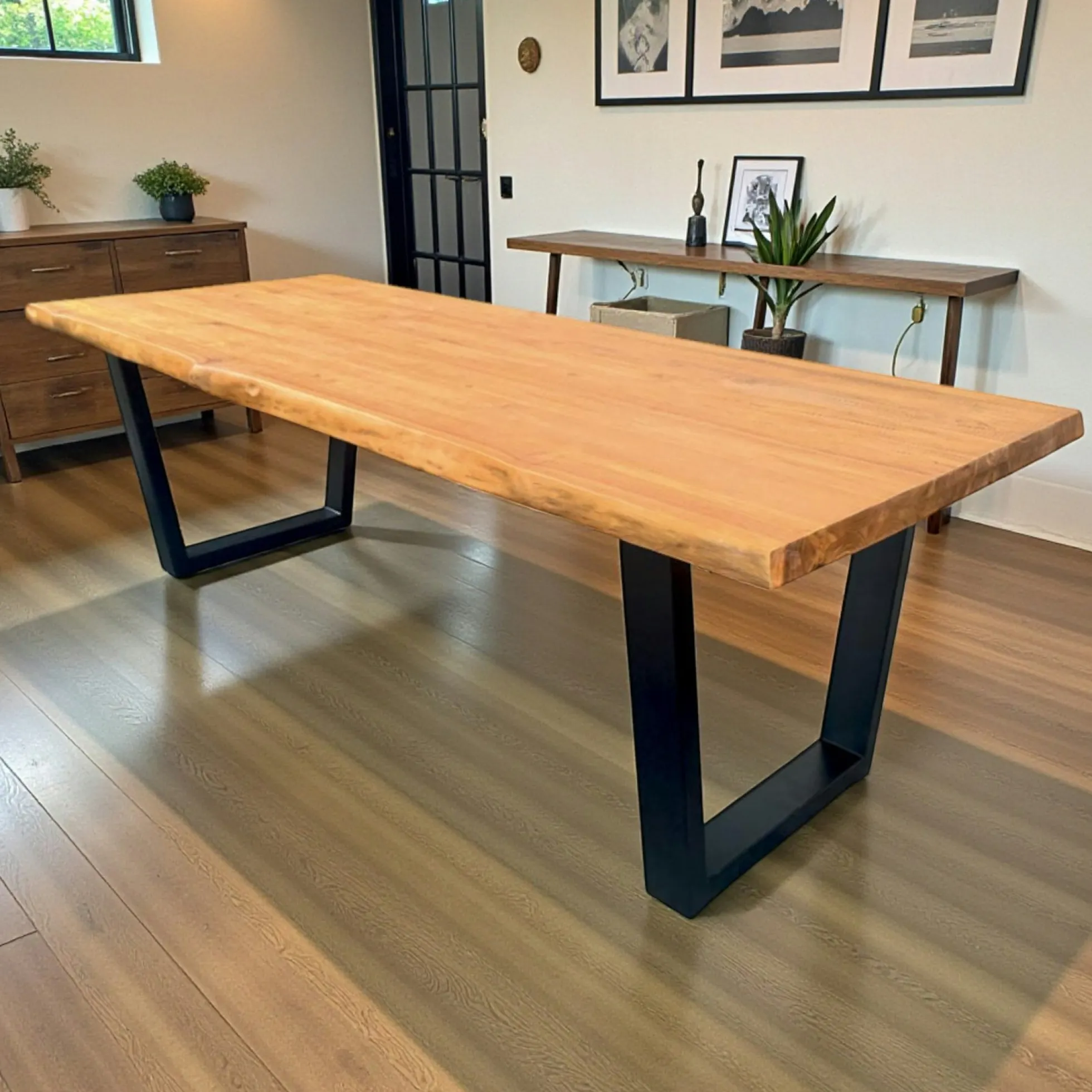 Table à manger bois de teck recyclé, pieds en U 240 cm TIMOR