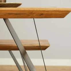 Table à manger bois et métal à pieds obliques 200 cm ALMA