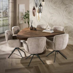 Table à manger bois foncé forme triangulaire organique 165 cm MYSORE