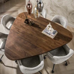 Table à manger bois foncé forme triangulaire organique 165 cm MYSORE