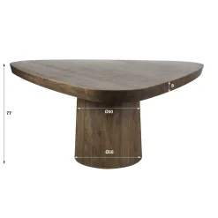 Table à manger bois foncé forme triangulaire organique 165 cm MYSORE