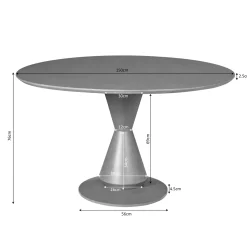 Table à manger bois foncé pied central sculpté Ø150 cm ALMA