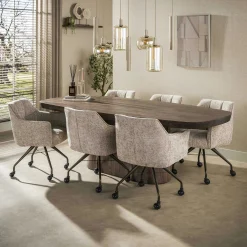 Table à manger bois foncé pied central 240 cm MYSORE