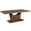 Table à manger bois foncé pied central ouvert 200 cm ARCANA