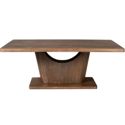 Table à manger bois foncé pied central ouvert 240 cm ARCANA