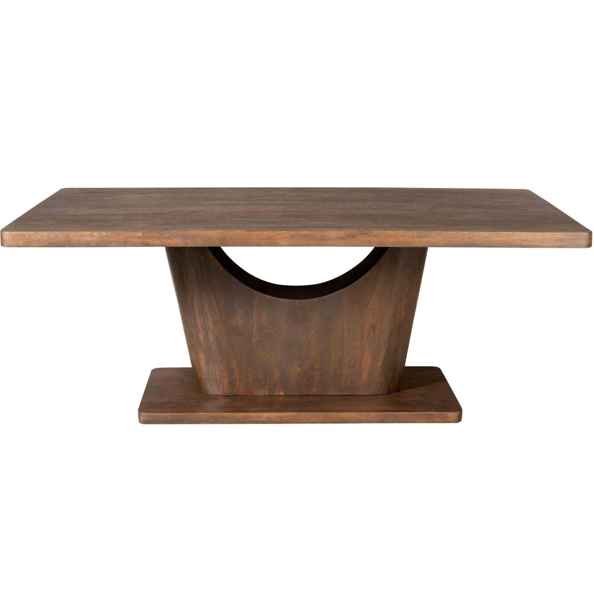Table à manger bois foncé pied central ouvert 240 cm ARCANA