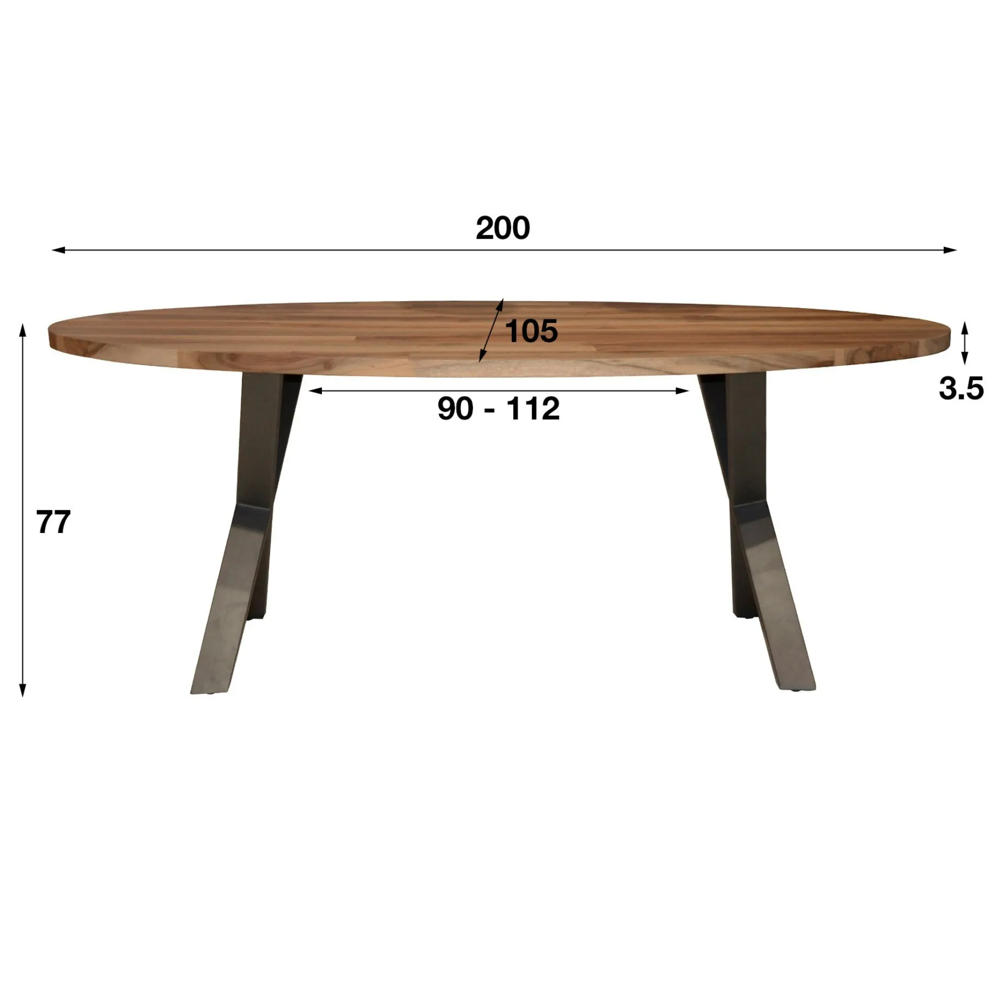 Table à manger bois forme ovale 200 cm HALIFAX