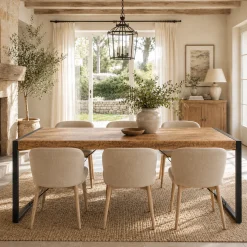 Table à manger bois métal à tendeurs 180 cm KARGO