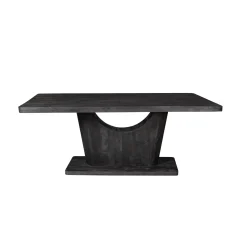 Table à manger bois noir pied central ouvert 240 cm ARCANA