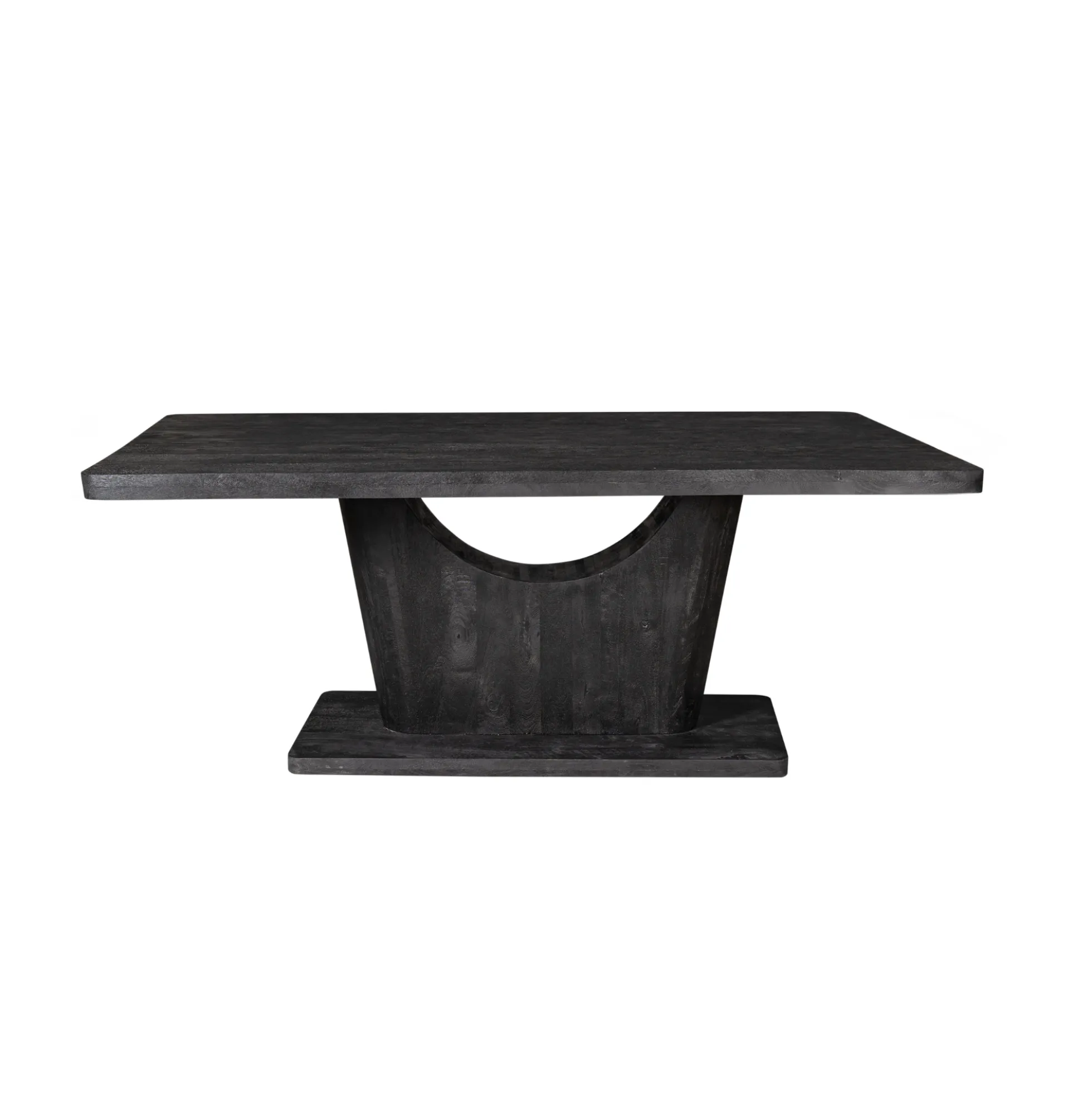 Table à manger bois noir pied central ouvert 240 cm ARCANA