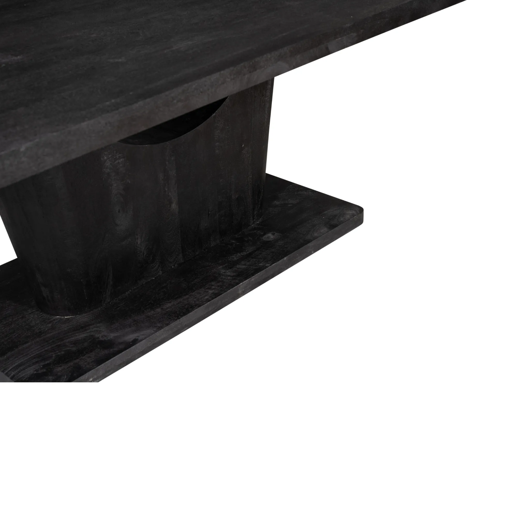Table à manger bois noir pied central ouvert 240 cm ARCANA