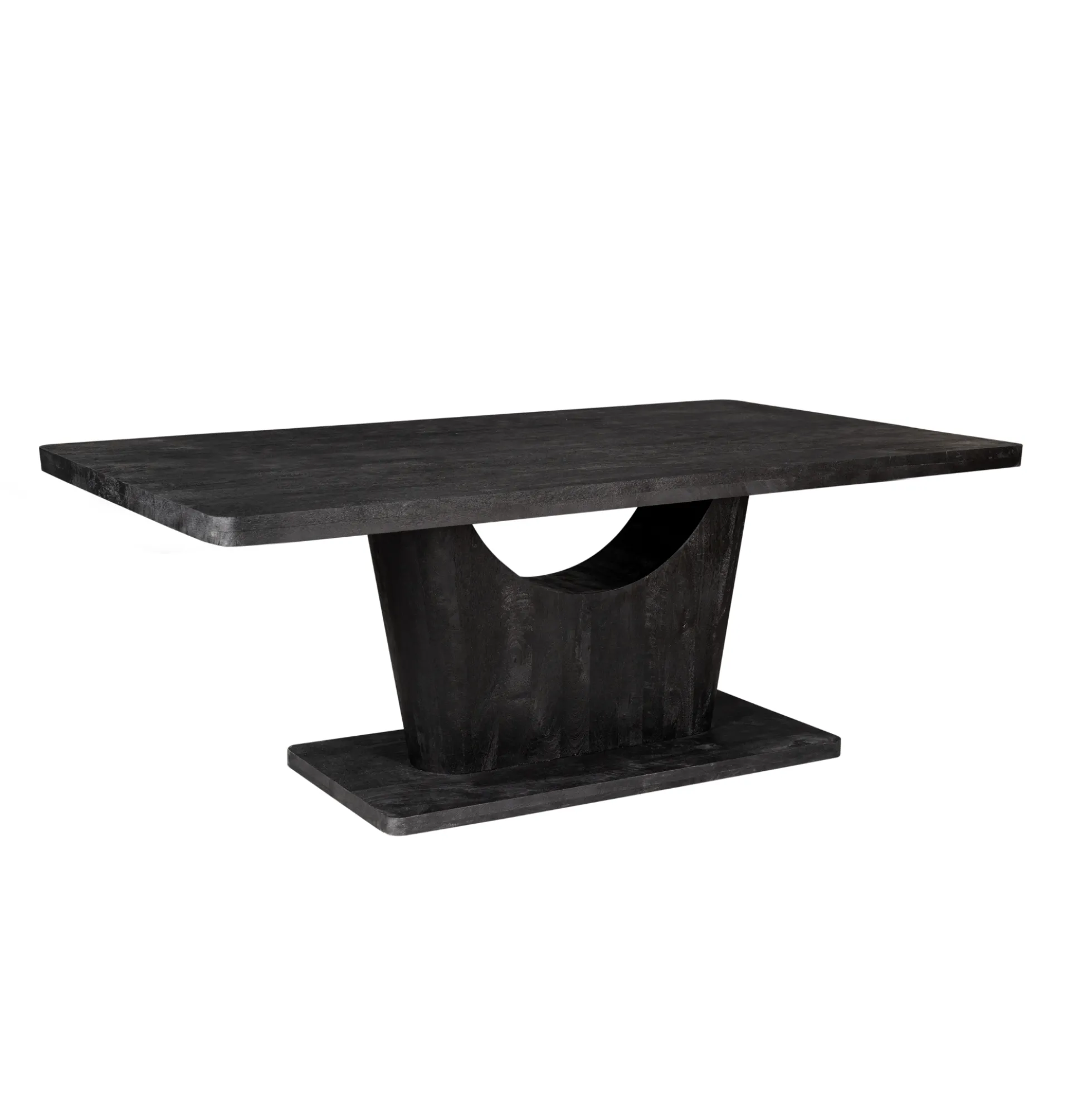 Table à manger bois noir pied central ouvert 240 cm ARCANA