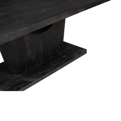 Table à manger bois noir pied central ouvert 200 cm ARCANA