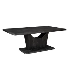 Table à manger bois noir pied central ouvert 200 cm ARCANA