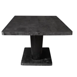 Table à manger bois noir pied central ouvert 200 cm ARCANA