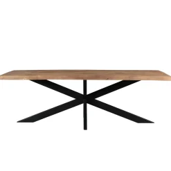 Table à manger bois pied central bords naturels 180 cm KARGO