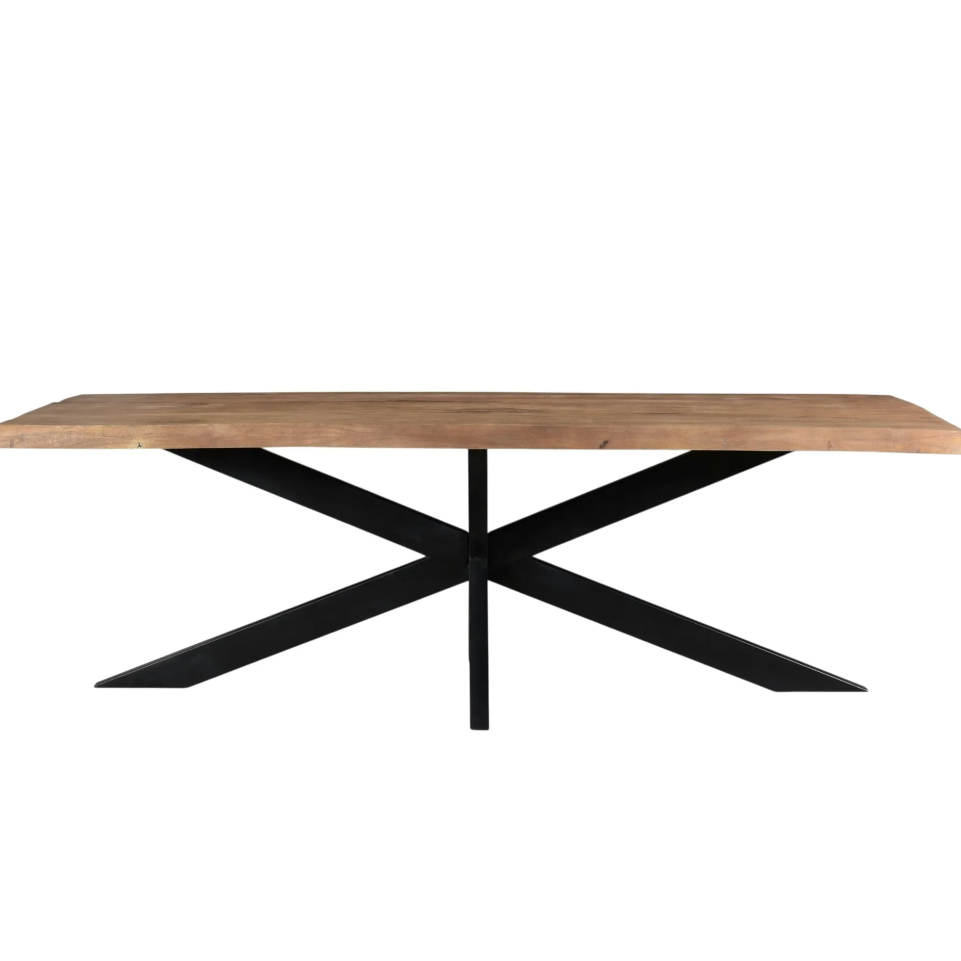 Table à manger bois pied central bords naturels 220 cm KARGO