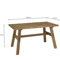 Table à manger bois recyclé style campagne 140 cm DENVER