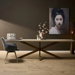 Table à manger bois sable bords arrondis 240 cm CORTINA