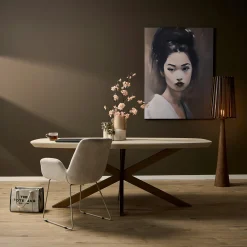 Table à manger bois sable bords arrondis 200 cm CORTINA
